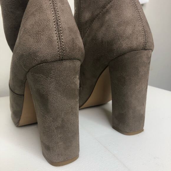 Steve Madden Heeled Sock Boot Tan Suede Almond Toe 10 - Picture 9 of 12